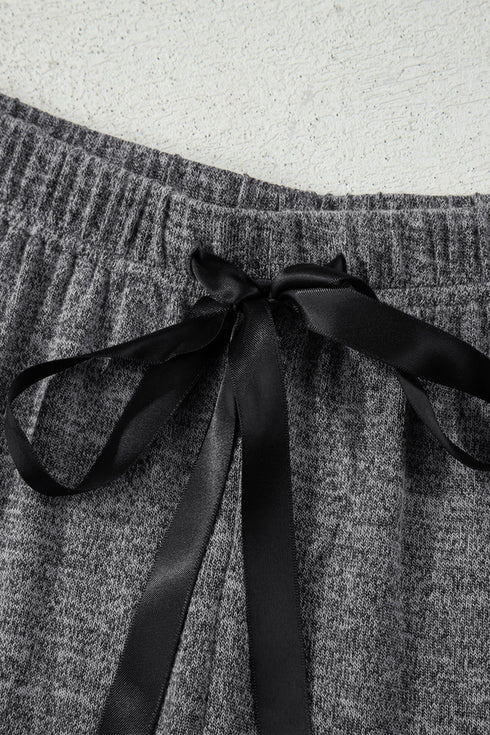 Heathered Soft Knit Three Piece Cardigan And Pant Lounge Set