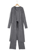 Heathered Soft Knit Three Piece Cardigan And Pant Lounge Set