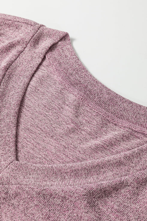 Heathered Soft Knit Three Piece Cardigan And Pant Lounge Set