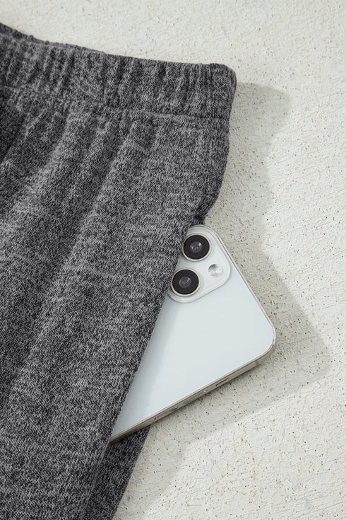 Heathered Soft Knit Three Piece Cardigan And Pant Lounge Set