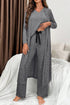 Heathered Soft Knit Three Piece Cardigan And Pant Lounge Set