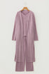 Heathered Soft Knit Three Piece Cardigan And Pant Lounge Set