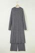 Heathered Soft Knit Three Piece Cardigan And Pant Lounge Set