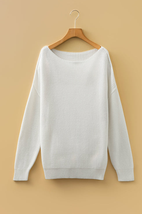 Heavy Ribbed Knit Exposed Seam Slouchy Sweater