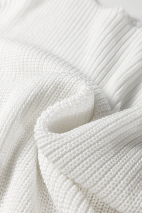 Heavy Ribbed Knit Exposed Seam Slouchy Sweater