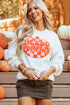 Hello Pumpkin Checkered Graphic Crew Neck Sweatshirt