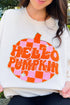 Hello Pumpkin Checkered Graphic Crew Neck Sweatshirt
