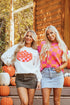 Hello Pumpkin Checkered Graphic Crew Neck Sweatshirt