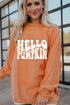 Hello Pumpkin Graphic Corded Texture Oversized Pullover Sweatshirt