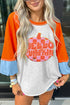Hello Pumpkin Patch Letter Graphic Bubble Sleeve Raglan Top