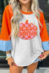 Hello Pumpkin Patch Letter Graphic Bubble Sleeve Raglan Top