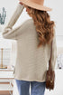 Henley Button Placket Side Slit Drop Shoulder Pullover Knit Sweater