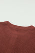 Henley Button Placket Side Slit Drop Shoulder Pullover Knit Sweater