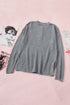 Henley Button Placket Side Slit Drop Shoulder Pullover Knit Sweater