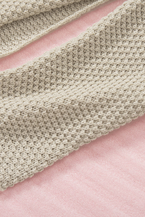 Henley Button Placket Side Slit Drop Shoulder Pullover Knit Sweater