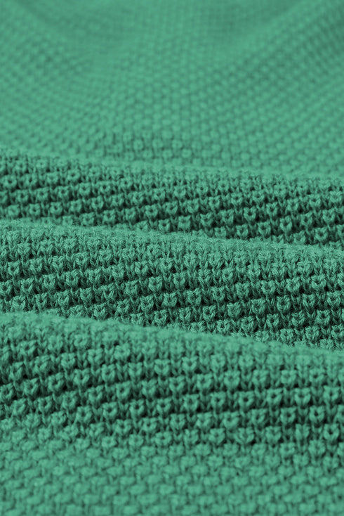 Henley Button Placket Side Slit Drop Shoulder Pullover Knit Sweater