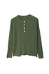 Henley Button Placket Side Slit Drop Shoulder Pullover Knit Sweater