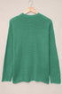 Henley Button Placket Side Slit Drop Shoulder Pullover Knit Sweater