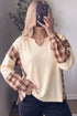 Heritage Plaid Waffle Texture Drop Shoulder V Neck Top
