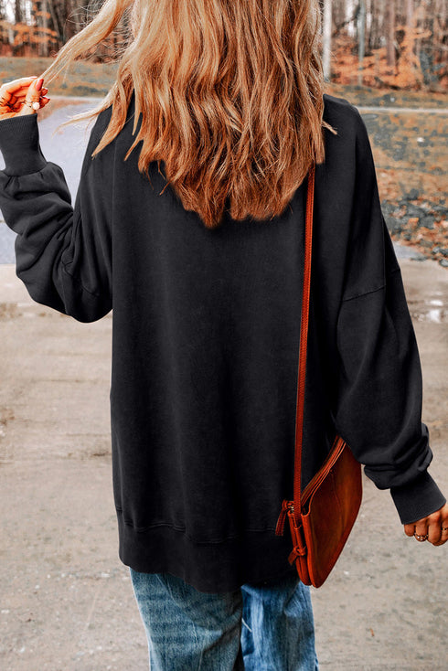 Hey Boo Graphic Oversized Crew Neck Pullover Sweatshirt