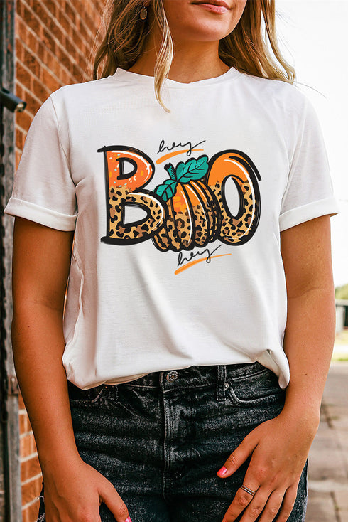 Hey Boo Pumpkin Graphic Short Sleeve Tee