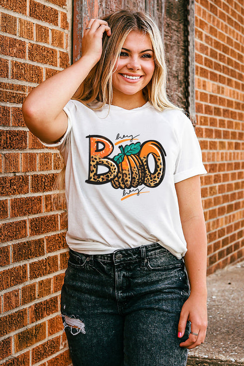 Hey Boo Pumpkin Graphic Short Sleeve Tee
