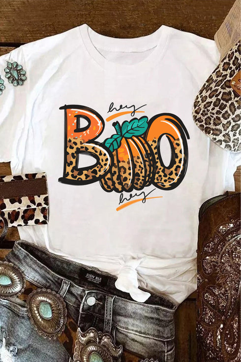 Hey Boo Pumpkin Graphic Short Sleeve Tee
