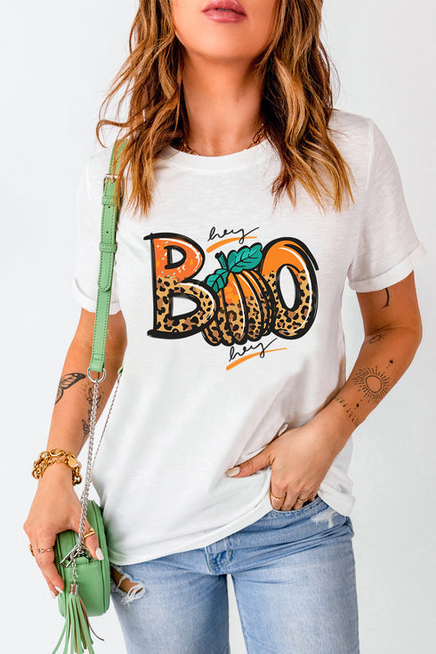 Hey Boo Pumpkin Graphic Short Sleeve Tee