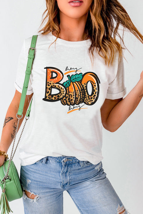 Hey Boo Pumpkin Graphic Short Sleeve Tee