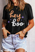 Hey Boo Slogan Round Neck T Shirt