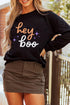 Hey Boo Themed Graphic Playful Americana Layering Sweatshirt