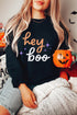 Hey Boo Themed Graphic Playful Americana Layering Sweatshirt