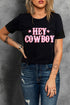 Hey Cowboy Western Graphic Short Sleeve Crew Neck Tee