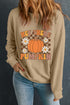 Hey There Pumpkin Checkered Graphic Crew Sweatshirt