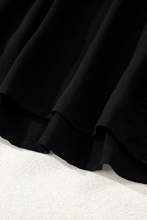 Hidden Button Short Sleeve Ruffle Tiered A-Line Maxi Dress
