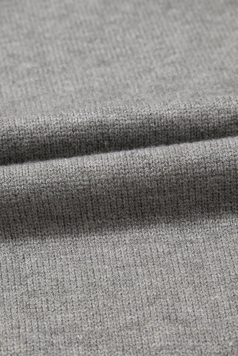 High Flower Pattern Ribbed Trim Short Sleeve Boxy Sweater