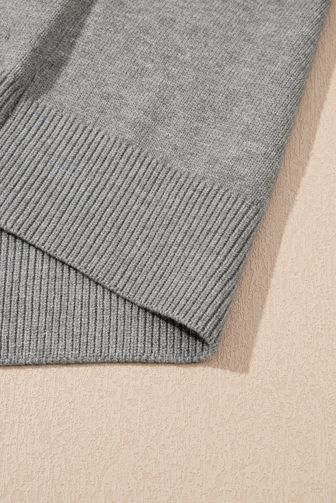 High Flower Pattern Ribbed Trim Short Sleeve Boxy Sweater