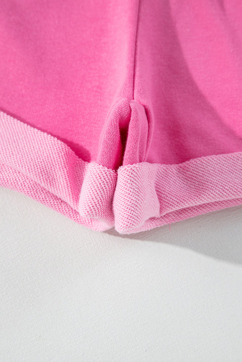 High Low Color Block Patchwork Long Sleeve Short Sets