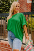 High Low Hem V Neck Cuffed Sleeve Plus Size Tee