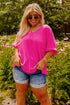 High Low Hem V Neck Cuffed Sleeve Plus Size Tee