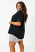 High Low Hem V Neck Cuffed Sleeve Plus Size Tee