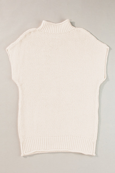 High Neck Bat Short Sleeve Sweater