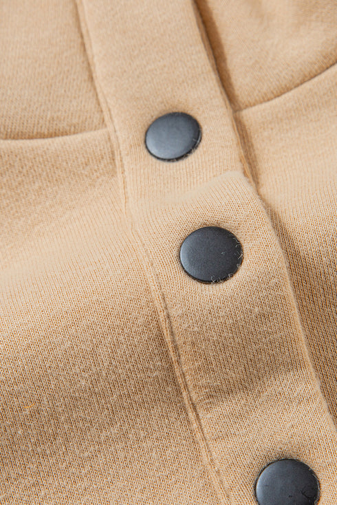 High Neck Buttoned Placket Fleece Lounge Set