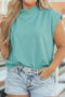 High Neck Cap Sleeve Solid Tank Top