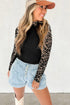 High Neck Floral Lace Patchwork Long Sleeve Ribbed Top