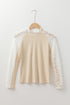 High Neck Floral Lace Patchwork Long Sleeve Ribbed Top