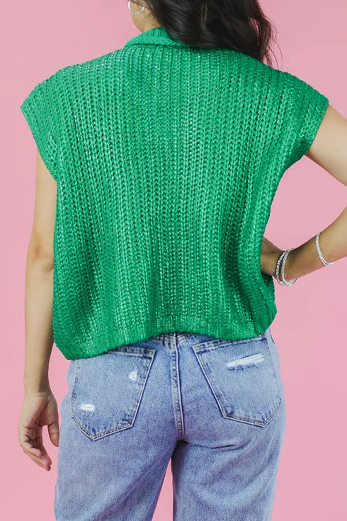 High Neck Knit Casual Short Sleeve Sweater