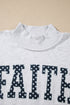 High Neck Polka Dot Slogan Printed Baggy Sweatshirt