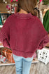 High Neck Ribbed Drop Shoulder Seam Detail Sweater