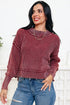 High Neck Ribbed Drop Shoulder Seam Detail Sweater